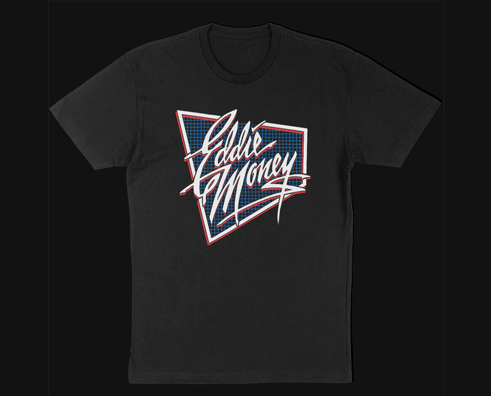 Men's Eddie Money Blue Grid T-Shirt - HalfMoonMusic