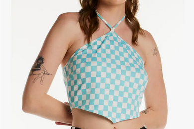 Women's Come Back Checkerboard Halter Top - HalfMoonMusic