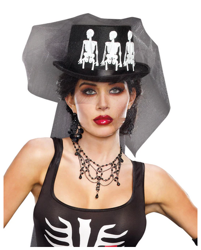Women's Halloween Costume Accesory - Ms. Bones Hat - HalfMoonMusic