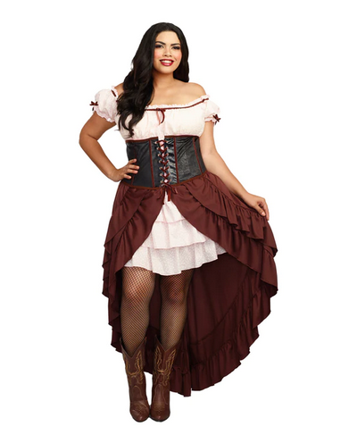 Women's Plus Size Halloween Costume - Saloon Gal - HalfMoonMusic