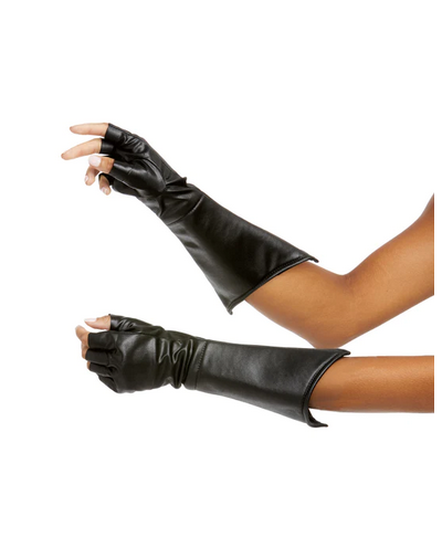 Women's Halloween Costume Accessory - Black Gauntlet Gloves - HalfMoonMusic
