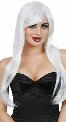 Women's Halloween Costume Accessory - Long Layered White Wig - HalfMoonMusic
