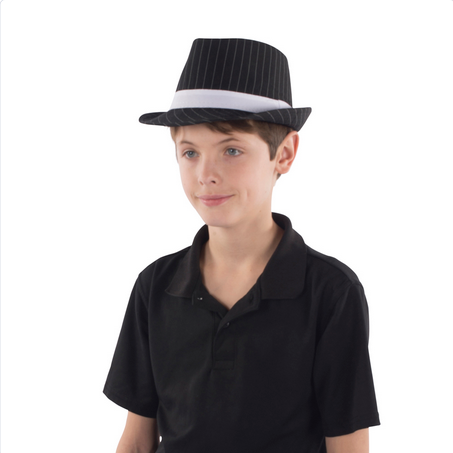 Men's Halloween Costume Accessory - Black & White Stripped Fedora - HalfMoonMusic