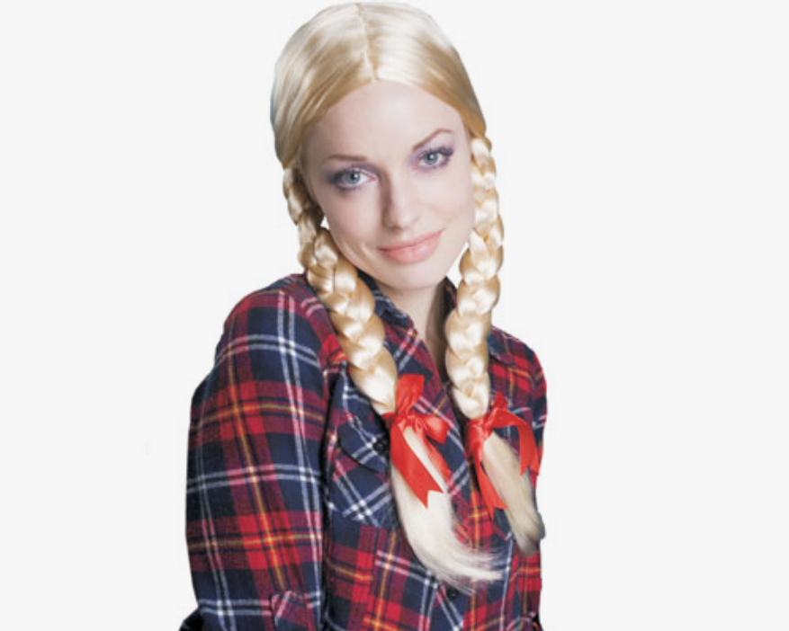 Women's Halloween Costume Accessory - Blond Pigtail Wig - HalfMoonMusic