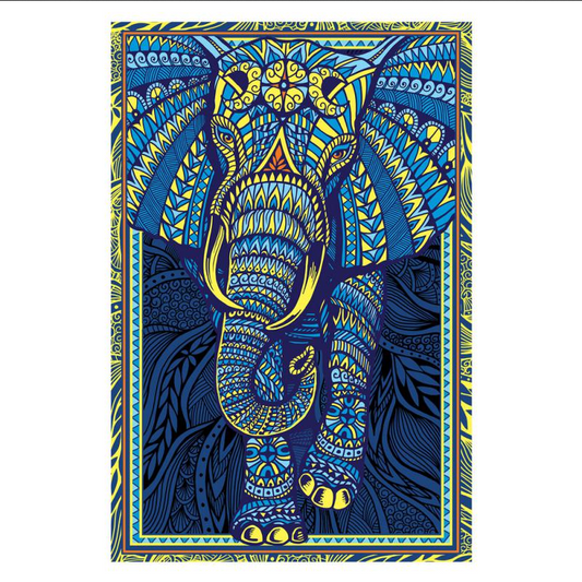 Tribal Elephant 3D Tapestry - HalfMoonMusic