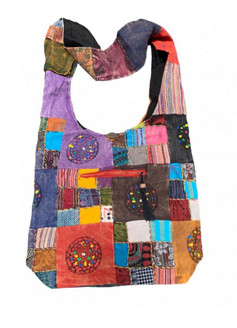 Cotton Block Print Mandala Floral Patch Bag - HalfMoonMusic
