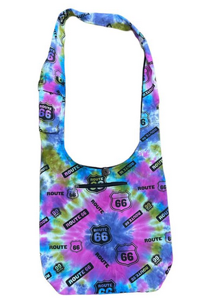 Cotton Tie-Dye Route 66 All Over Symbols Bag - HalfMoonMusic