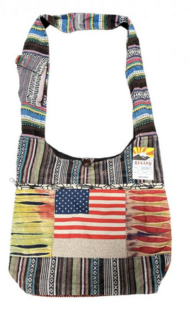 Cotton American Flag Patchwork Bag - HalfMoonMusic