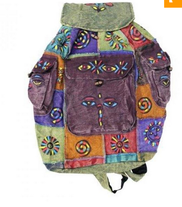 Cotton Assorted Patchwork Designs Backpack - HalfMoonMusic