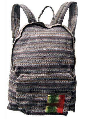 Cotton Striped Soft Backpack with Rasta Corner Patchwork - HalfMoonMusic