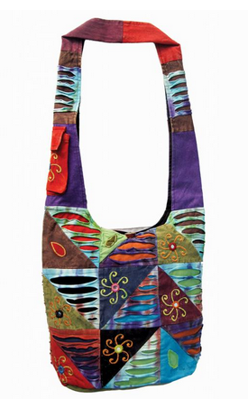 Cotton Patchwork Triangle Pattern Hobo Bag - HalfMoonMusic
