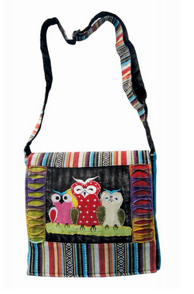 Cotton Patchwork Owl Family Bag - HalfMoonMusic