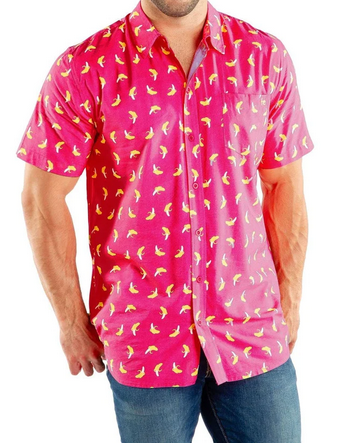 Men's Pink Banana Hawaiian Shirt - HalfMoonMusic