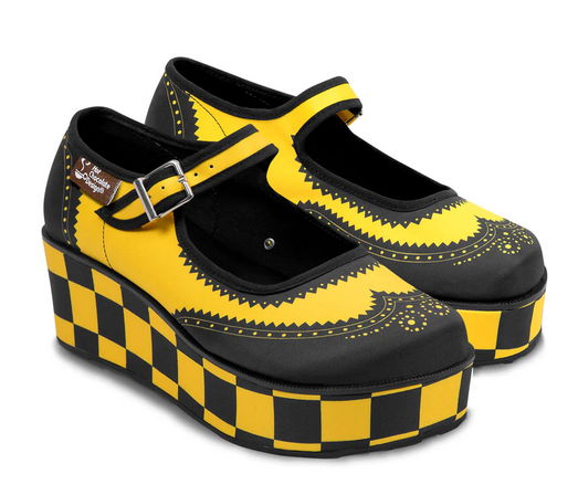 Chocolaticas® Havana Checkers Yellow Women's Mary Jane Platform - HalfMoonMusic