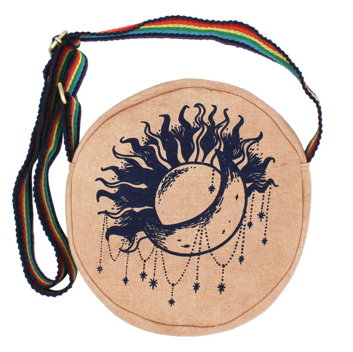 Cotton Boho Round Free Spirit Design Crossbody Bag - HalfMoonMusic