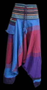 Unisex Cotton Drawstring Waist Mandala Striped Palazzo Pants with Pocket - HalfMoonMusic