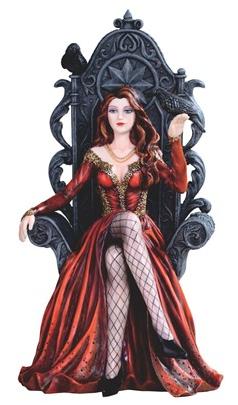 Witch in Red with Throne Chair Statue - HalfMoonMusic