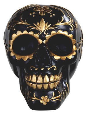 Black Sugar Skull Tatoo in Gold - HalfMoonMusic