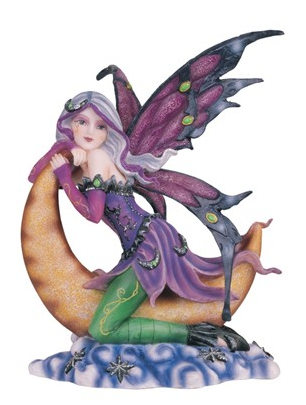 Pink Fairy on Moon Statue - HalfMoonMusic