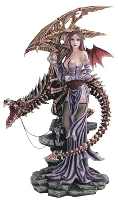 Large Skeleton Dragon Fairy Statue - HalfMoonMusic