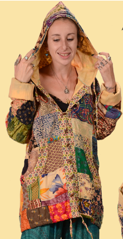 Unisex Cotton Patchwork Printed Button-Up Hoodie - HalfMoonMusic