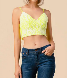 Lace Bonded Smocking Back Cami Top - HalfMoonMusic