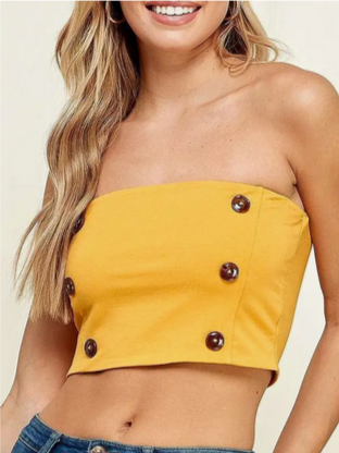 Women's Faux Button Tube Top - HalfMoonMusic