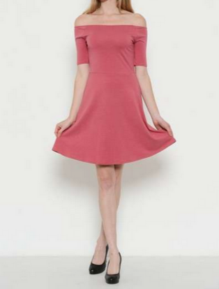 Women's Off-Shoulder Skater Dress - HalfMoonMusic