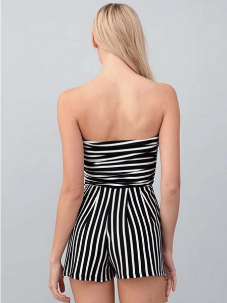 Women's Stripped Tube Romper - HalfMoonMusic