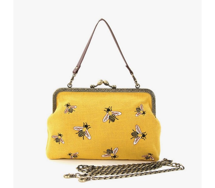 Bumblee Bee Kisslock Crossbody Clutch - HalfMoonMusic