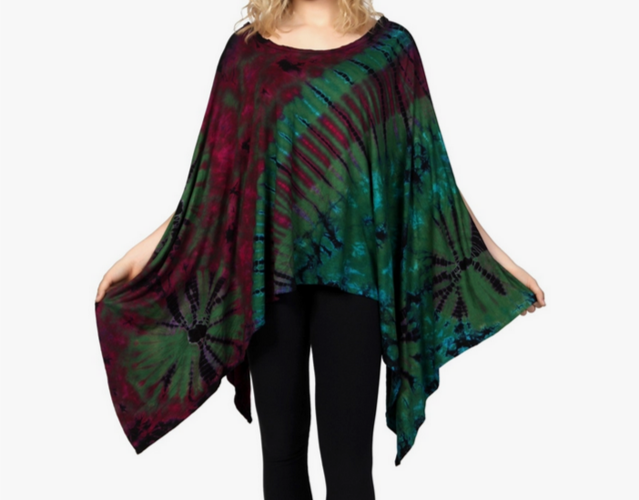 Women's Tie-Dye Flowy Poncho - HalfMoonMusic
