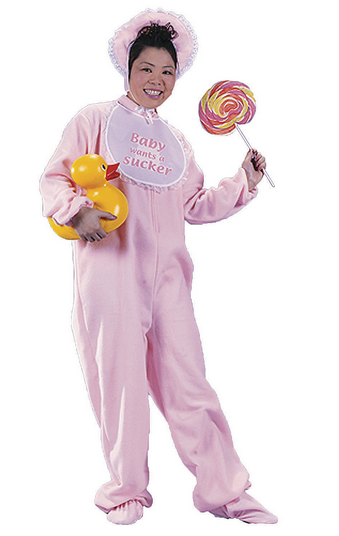 Women's Pink Be My Baby Onesie Costume - HalfMoonMusic