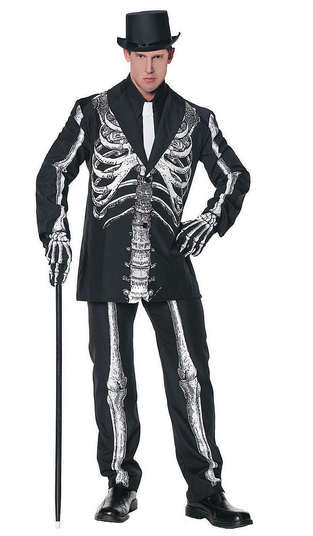 Men's Bone Daddy Skeleton Suit Halloween Costume - HalfMoonMusic