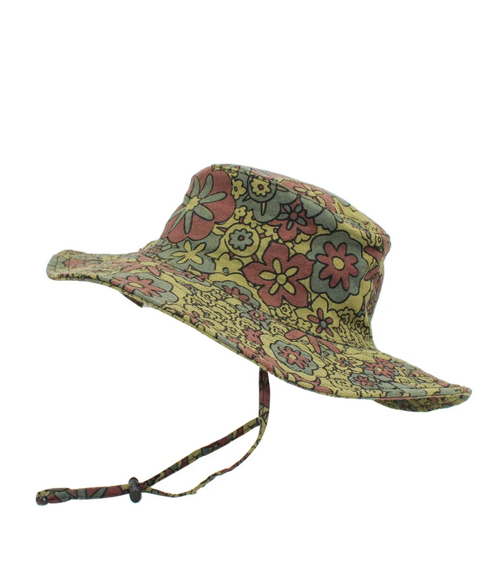 Flower Power Print Boonie Sun Hat - HalfMoonMusic