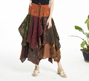 Women's Mushroom Patchwork Pixie Skirt - HalfMoonMusic