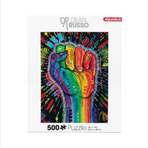 Dean Russo Love Is Power Rainbow Fist 500 Piece Puzzle - HalfMoonMusic
