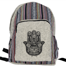 Hamsa Hand Print Striped Baja Backpack