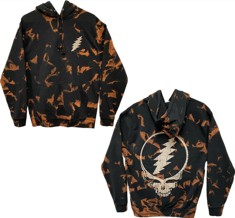 Unisex Bleach Crinkle Stealie/Bolt Hoodie