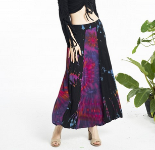 Women's Tie-Dye Panel Long Skirt