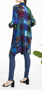 Women's Long Sleeve Tie-Dye Patchwork Cardigan