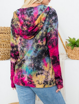 Women's Tie-Dye Zip Up Hoodie Jacket