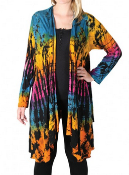 Women's Tie-Dye Classic Cardigan W/ Pockets