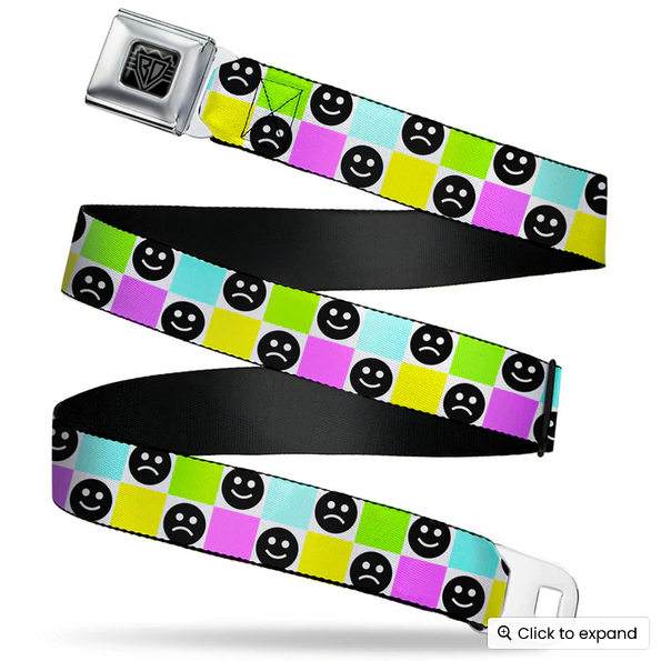 Smiley Sad Face Checker Seatbelt Belt