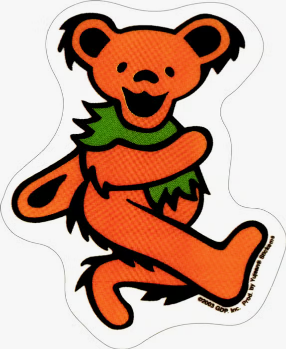 Grateful Dead Orange Dancing Jerry Bear Sticker