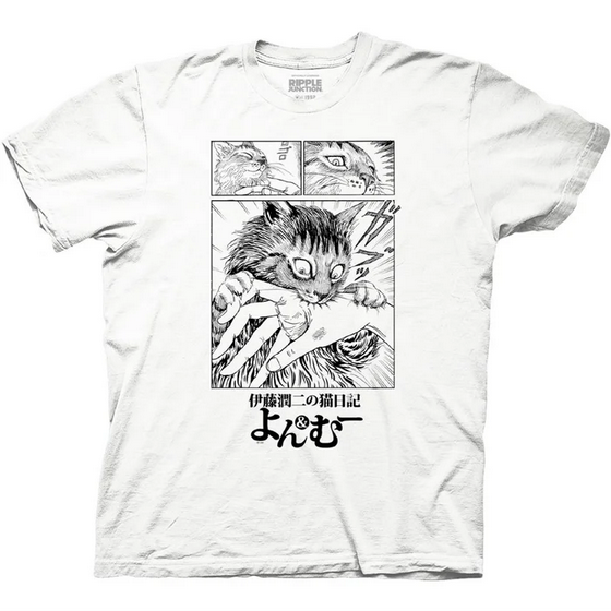 Men's Junji Ito's Cat Diary: Yon & Mu Biting T-Shirt