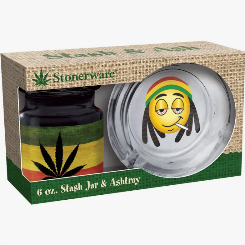 Stonerware Rasta Flag Leaf Emoji Stash & Ash Combo