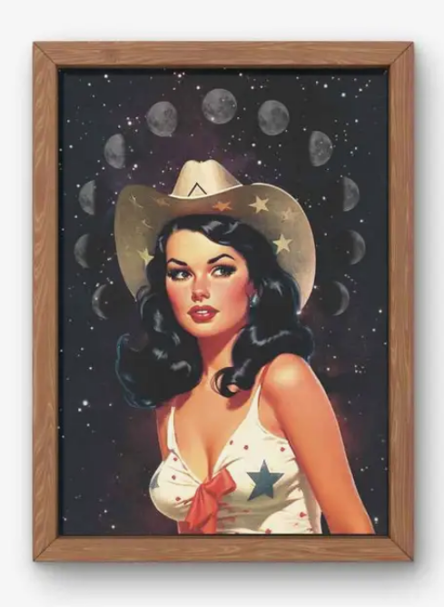 Retro Space Cowgirl Art Print