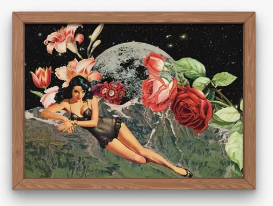 Surreal Retro Flower Pinup Girl Art Print