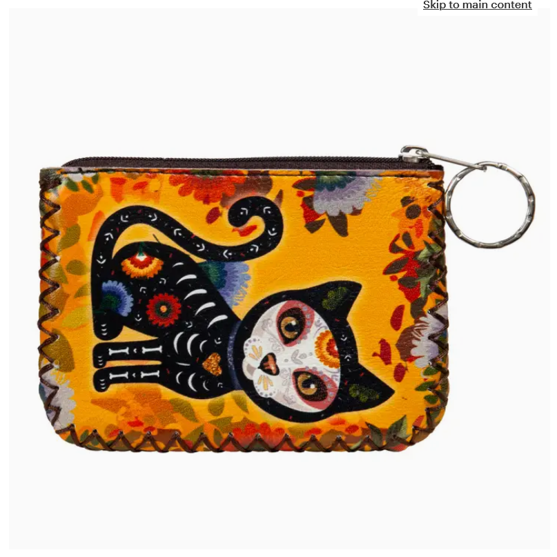 Dia De Los Muertos Cat Printed Coin Purse