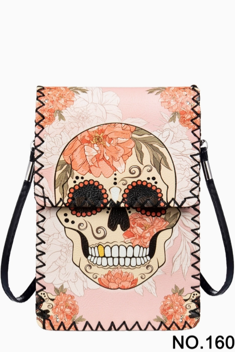 Floral Skull Printed Crossbody